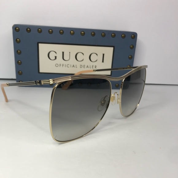 New Authentic Gucci Grey Square Ladies Sunglasses GG0820S 001 63. Made in Italy. main image 4